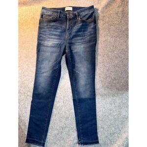 Crown & Ivy Wear Your Crown Skinny Jeans Womens 10R Blue Denim High Rise Raw Hem